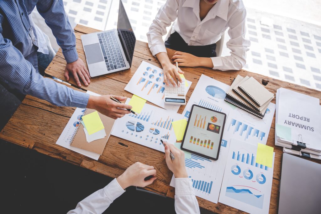 A team creating a marketing plan for a small business